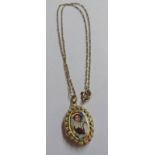 ENAMELLED FRONT & BACK OVAL LOCKET ON CHAIN