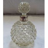 SILVER TOPPED GLASS SCENT BOTTLE