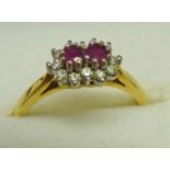 RUBY & DIAMOND CLUSTER RING IN 18CT GOLD