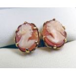 PAIR OF 9 CT GOLD CAMEO EARRINGS