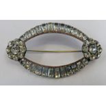 19TH CENTURY LARGE OVAL PASTE SET BROOCH Condition Report: Size: 7.9 x 4.