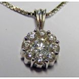 DIAMOND CLUSTER, PENDANT IN SETTING MARKED 750, THE BRILLIANT-CUT DIAMONDS OF APPROX 1.