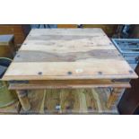 SQUARE HARDWOOD COFFEE TABLE WITH TURNED SUPPORTS