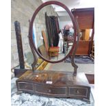 MAHOGANY DRESSING TABLE MIRROR WITH 3 DRAWERS & SHAPED FRONTS