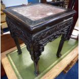 19TH CENTURY HARDWOOD CHINESE STAND WITH MARBLE TOP Condition Report: marble