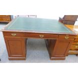 19TH CENTURY TWIN PEDESTAL PARTNERS DESK WITH LEATHER INSERT TO TOP,