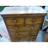 19TH CENTURY WALNUT CHEST OF 2 SHORT OVER 3 LONG DRAWERS ON PLINTH BASE 106CM TALL