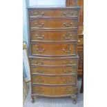 EARLY 20TH CENTURY MAHOGANY CHEST ON CHEST WITH 4 LONG OVER 4 LONG DRAWERS ON QUEEN ANNE SUPPORTS