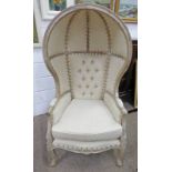 CONTINENTAL PORTERS HALL CHAIR WITH BUTTON BACK & CABRIOLE SUPPORTS