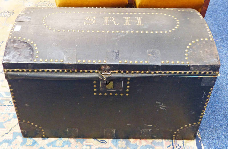 19TH CENTURY DOME TOP TRUNK WITH BRASS STUD DECORATION