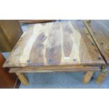 SQUARE HARDWOOD COFFEE TABLE WITH TURNED SUPPORTS