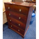 MAHOGANY CHEST OF 4 DRAWERS ON BRACKET SUPPORTS