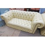 CREAM LEATHER CHESTERFIELD CLUB SETTEE