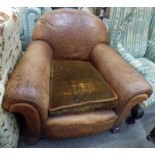 OVERSTUFFED LEATHER CLUB CHAIR