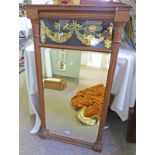 GILT FRAMED WALL MIRROR WITH DECORATIVE PANEL