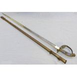 PRUSSIAN OFFICERS SWORD THE BRASS HILT MOUNTED WITH PRUSSIAN EAGLE,