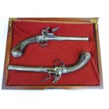 PAIR OF 18TH CENTURY 20 BORE FLINTLOCK PISTOLS BY HARMAN WITH 5.