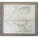 FRAMED MAP OF NORTH AFRICA AFTER I.C.M.