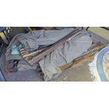 WORLD WAR 2 CAMPAIGN EQUIPMENT INCLUDING FOLDING CHAIR, BED WITH SLEEPING BAG COVER,