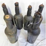 6 LATE 19TH OR EARLY 20TH CENTURY PORT/WINE BOTTLES Condition Report: one bottle has