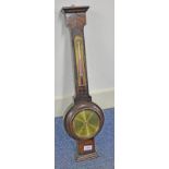 OAK ARTS & CRAFTS BAROMETER WITH BRASS DIAL SIGNED J.B.