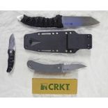 CRKT FIRST STRIKE 2705 TAIWAN KNIFE WITH SHEATH AND A CRKT URBAN SHORT,