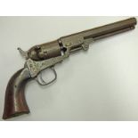 RARE FACTORY ENGRAVED COLT OF LONDON 1849 MODEL .31 5-SHOT SINGLE ACTION POCKET PERCUSSION REVOLVER.