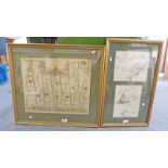 19TH CENTURY FRAMED MAP - THE ROAD FROM OXFORD TO CAMBRIDGE 33CMS X 41 CMS AND FRAME MAP CAMP