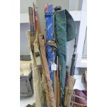 SELECTION OF VARIOUS FISHING RODS TO INCLUDE A CASTLE CONNELL SPLICED GREEN HEART,