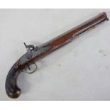 20 BORE PERCUSSION RIFLED PISTOL WITH 19CM LONG OCTAGONAL RIFLED BARREL,