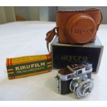 BOXED MYCRO 111A CAMERA & KIKUFILM PANCHROMATIC ROLLS OF FILM 14MM X 14MM