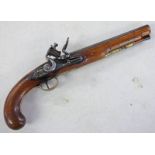 25 BORE FLINTLOCK OFFICERS PISTOL WITH 21.5CM LONG BARREL MARKED H.W.