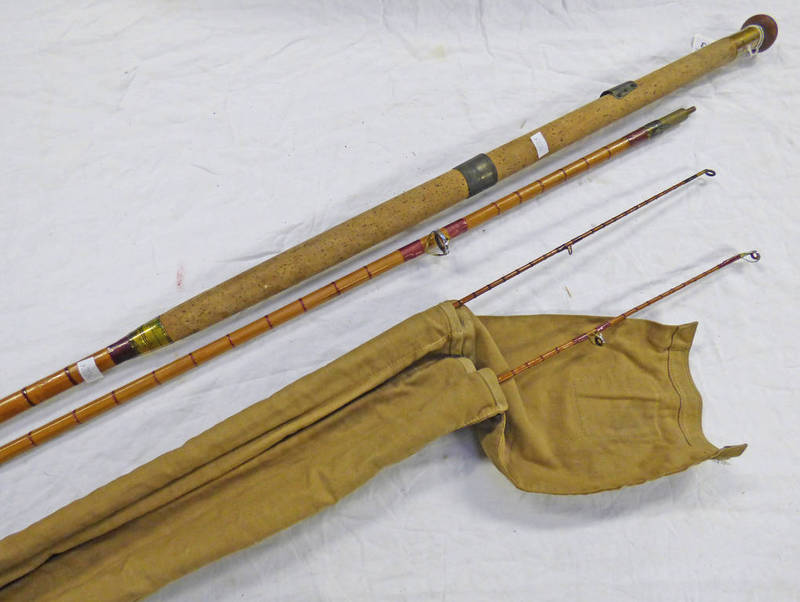 HARDY'S 3 PIECE BAMBOO FISHING ROD WITH SPARE TIP IN A HARDY'S BAG