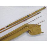 HARDY'S 3 PIECE BAMBOO FISHING ROD WITH SPARE TIP IN A HARDY'S BAG
