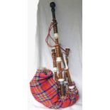 SET OF BAGPIPES WITH STUART TARTAN BAG