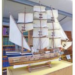 MODEL OF A 3 MASTED SAILING SHIP 83 CM TALL