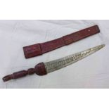 CHAD DAGGER WITH LEATHER SCABBARD AND BEADING DECORATION