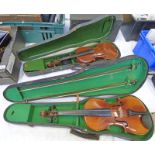 2 CASED VIOLIN BOTH HAVE 'ANTONIUS STRADIVARIUS CREMONENSIS FACIEBAT ANNO 1721 MADE IN GERMANY' AND