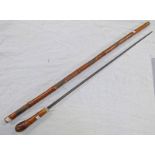 ORIENTAL BAMBOO SWORD STICK WITH A 66CM LONG DOUBLE SIDED BLADE,