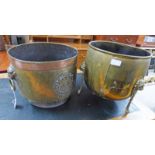 2 BRASS ARTS & CRAFTS STYLE BRASS POTS