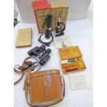 PAIR OF SPINDLER & HOYER GOTTINGEN 8 X 30 BINOCULARS, STUDENTS MICROSCOPE NO 2,