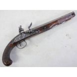 20 BORE FLINTLOCK DUELING PISTOL WITH 25CM LONG OCTAGONAL BARREL SIGNED RICHARDS LONDON AND STAMP