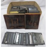 SELECTION OF GLASS SLIDES TO INCLUDE AFRICA TRIBAL SCENES, CAMELS, SHIPS,