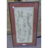 FRAMED MAP 'THE ROAD FROM ABERDEEN TO BRAEMAR & FROM ABERDEEN TO DURRIS & BANCHORY TERNAN BY THE