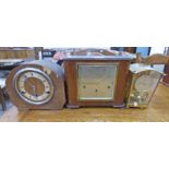 MAPPIN & WEBB MAHOGANY CASED MANTLE CLOCK WITH BRASS PLAQUE TO REAR AND ELLIOT LONDON WORKS AND TWO