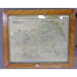 SATINWOOD FRAMED MAP BERWICKSHIRE ATTESTED BY DOUGLAS AINSLIE JOHN SWINTON, JOHN WILSON & J.