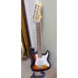 BURSWOOD ELECTRIC GUITAR WITH BLACK AND ORANGE GLOSS BODY AND WHITE PANEL