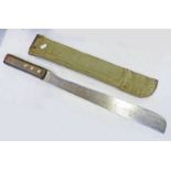 US MACHETE WITH WOODEN GRIP AND CANVAS SCABBARD