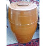 SALT GLAZED WHISKY BARREL WITH LID 59CM HIGH