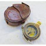 J TRICKS, LONDON 6204, 1913 BRASS MARCHING COMPASS IN A LEATHER CASE MARKED 'J.B.